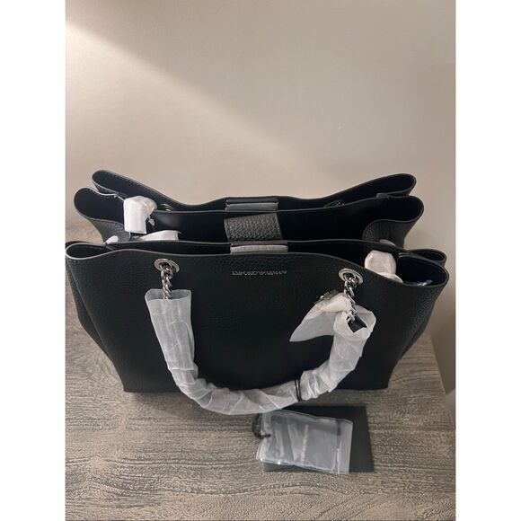 Emporio Armani Palmellato Leather-Effect Shopper Bag with Eagle Charm - Picture 7 of 16